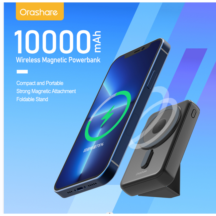 Orashare MGS10 10000mAh Wireless Magnetic Powerbank Fast Charging ...