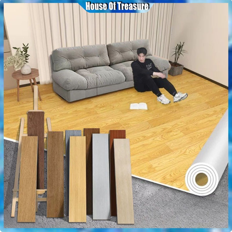 Wood Grain Vinyl Floor Sticker (91cm*15cm) self adhesiv Waterproof PVC ...