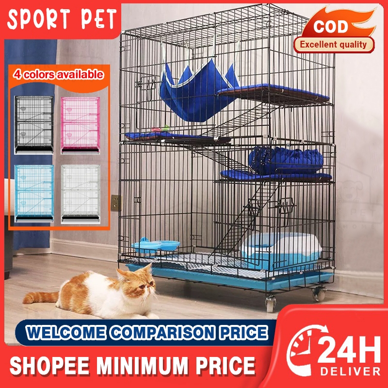 Cat Cage Layer Pet Cage Foldable Sturdy Pet Furniture Cat Cages With  Wheels