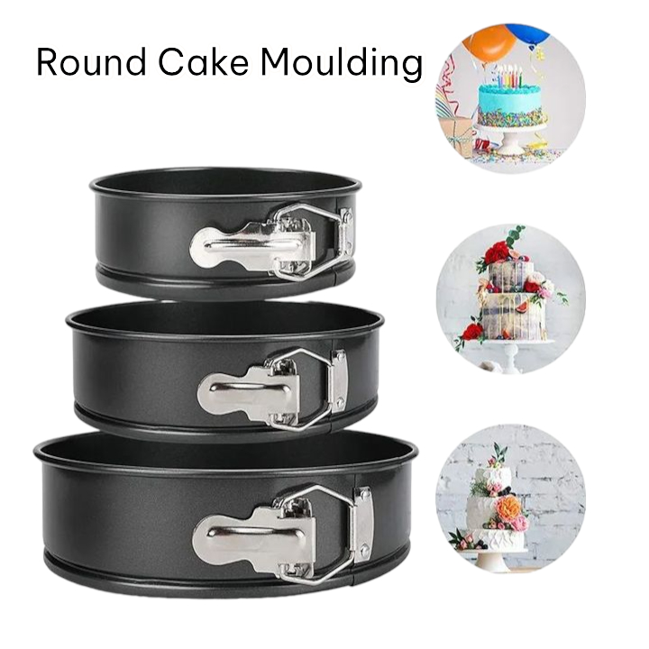 3 Pcs Round Shape Baking Mold Metal Cake Moulding Baking Pan Removable