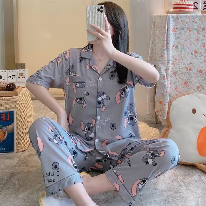 new korean pajama for women short sleeve sleepwear lapel homewear ...