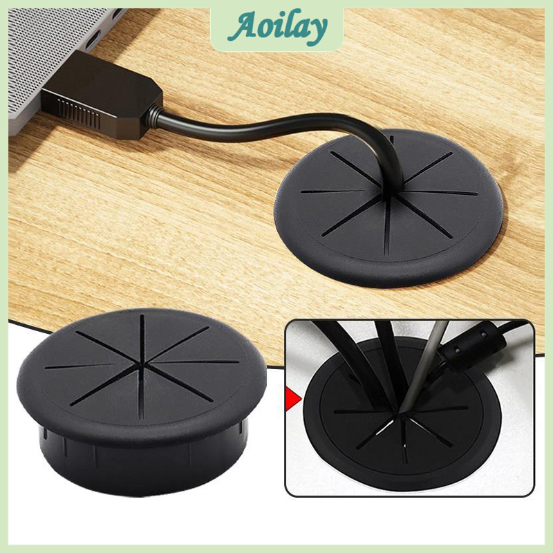 10PCS 50mm 60mm Office Desk Cable Hole Cover Desktop Wire Outlet