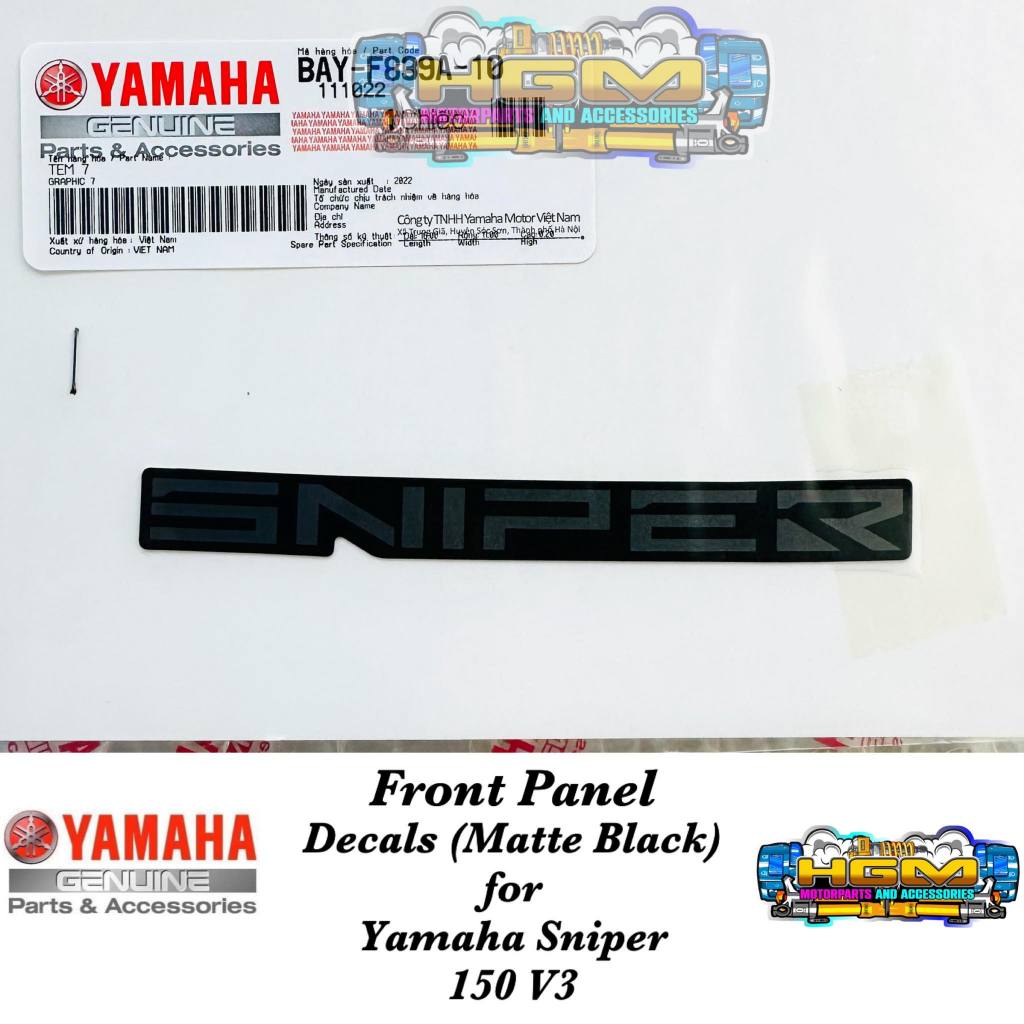 FRONT PANEL DECALS FOR SNIPER 150 V3 VVA | YAMAHA GENUINE PARTS ...