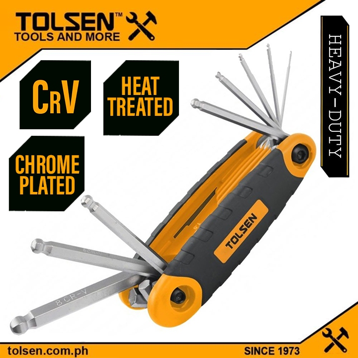 Tolsen 8pcs Folding Ball Point Allen Hex Key Set (1.5 - 8mm) 20068 ...
