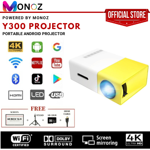 Mini Projector, AKIYO Portable Projector for Outdoor Built-in Battery, DLP  Short Throw Projector, 1080P Full HD Supported Video Projector Compatible