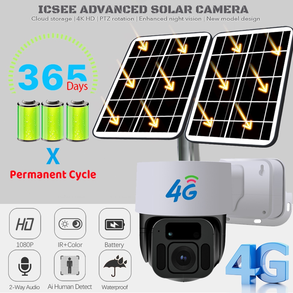 1080P HD 4G SIM Card Solar CCTV Camera Outdoor Waterproof Solar ...
