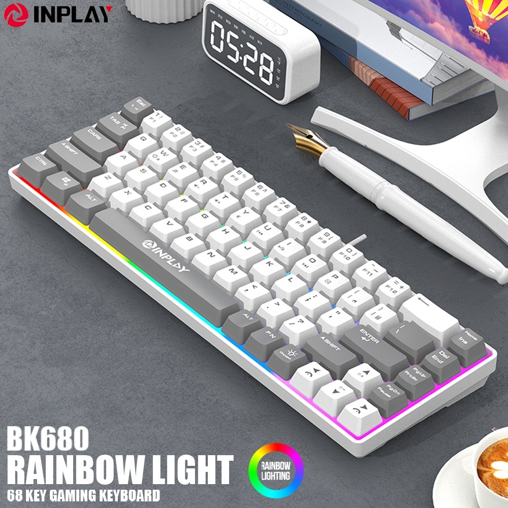 Inplay BK680 Membrane Gaming Keyboard 68 Key RGB Rainbow Light ...