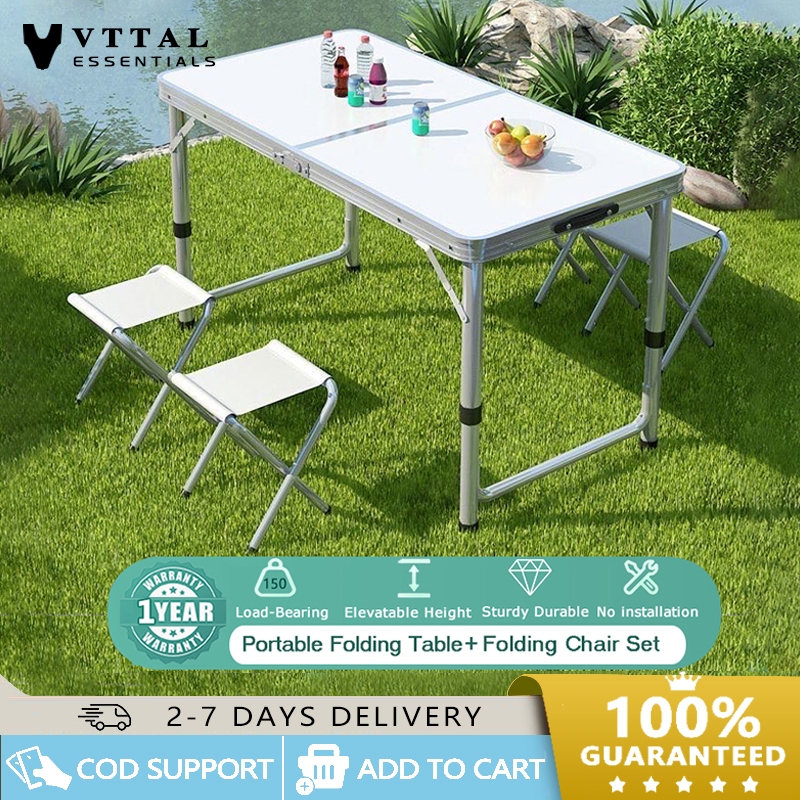 Folding Table and Chair Set Portable Picnic Table Aluminum Alloy ...