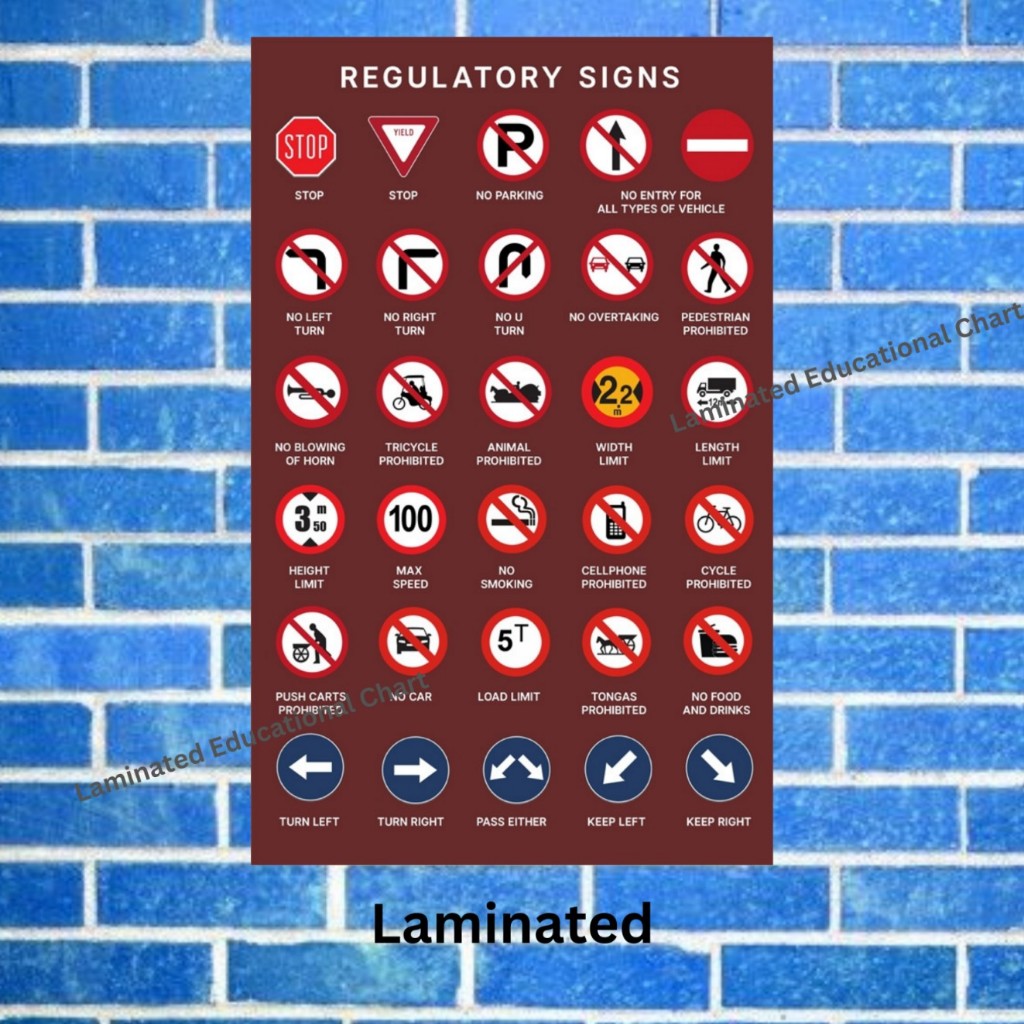 Laminated Traffic Road Signs, Road Safety Charts, Road Signs Charts for ...