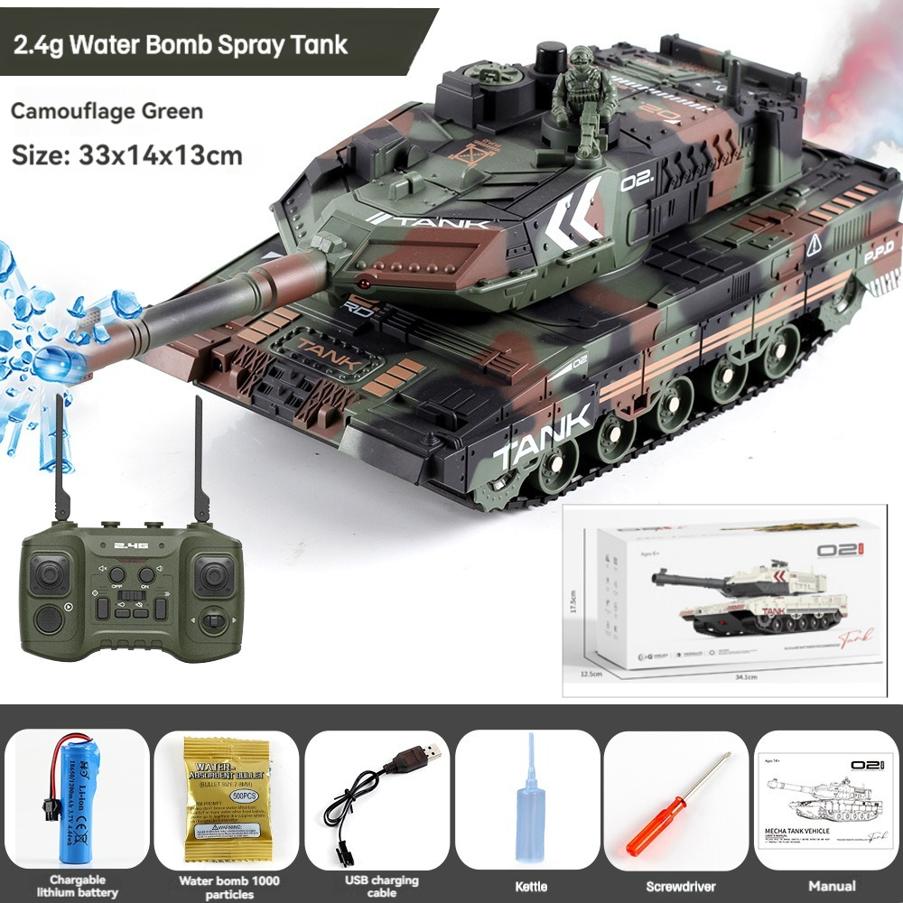 Tank remote control toy car 2.4G 13 channel water bomb spray versus ...