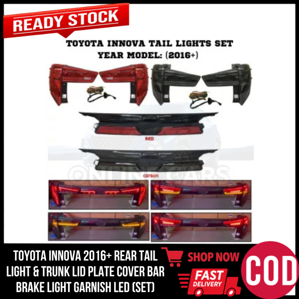 GCAO TOYOTA INNOVA 2016+ REAR TAIL LIGHT & TRUNK LID PLATE COVER BAR ...