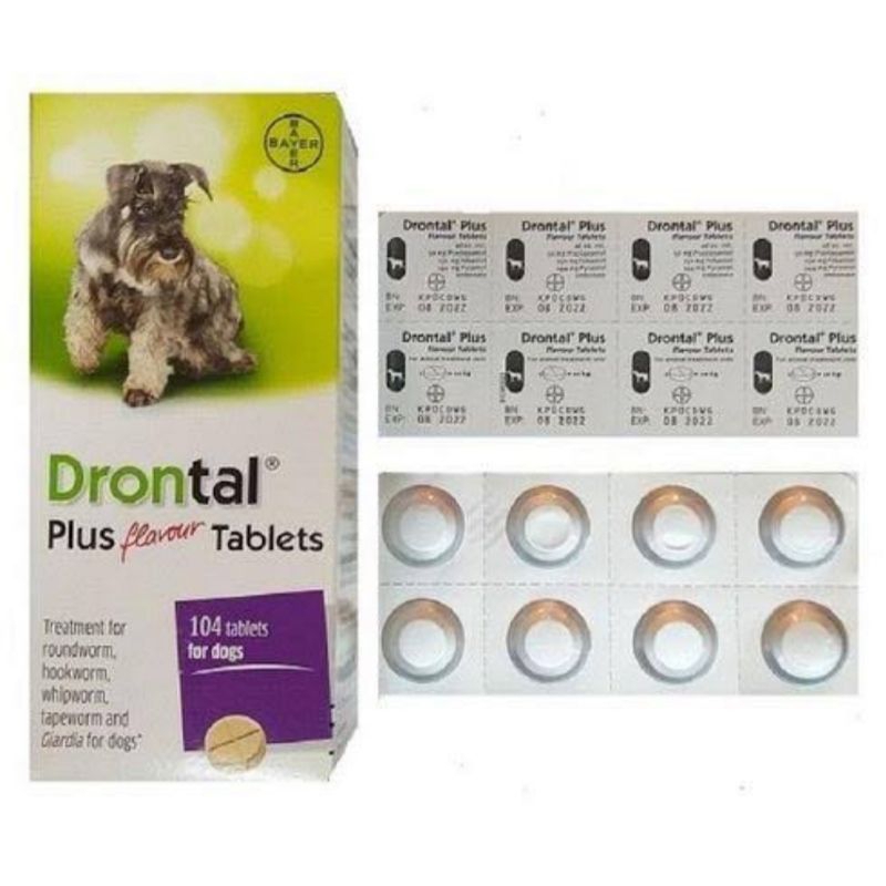 Bayer DRONTAL PLUS CHEWABLE FLAVOURED DEWORMER TABLETS FOR DOGS 1