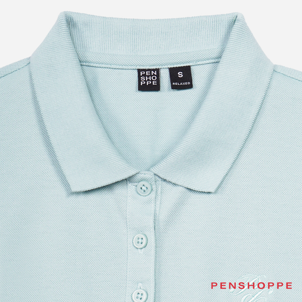 Penshoppe Short Sleeve Regular Fit Polo For Women Black Mint Green Polo Shirt Shopee Philippines
