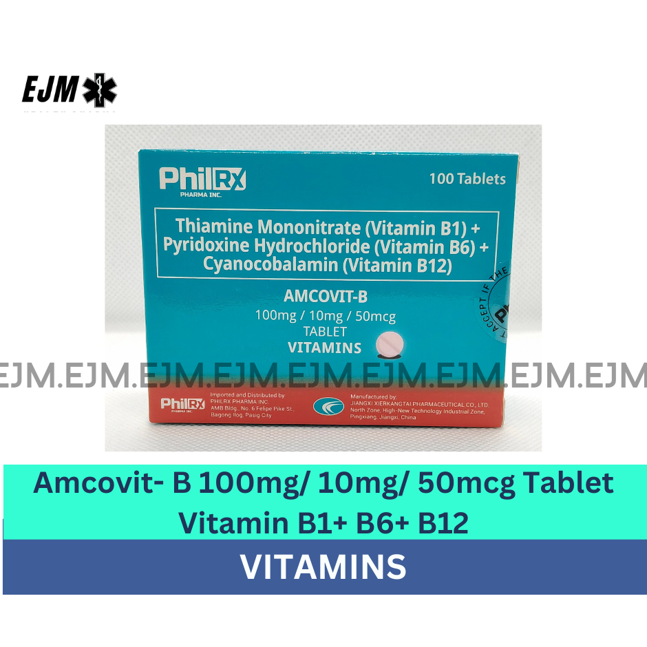 Amcovit B Vitamin B Complex B1+B6+B12 100 tablets Shopee Philippines