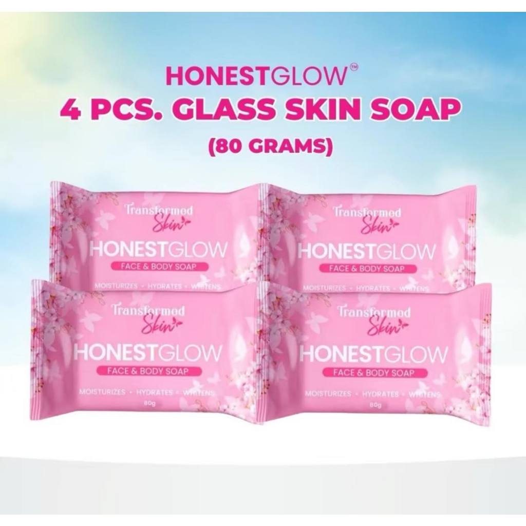 (4pcs) Honestglow Glass Skin Soap, Papaya Kojic Whitening Gluta Soap ...