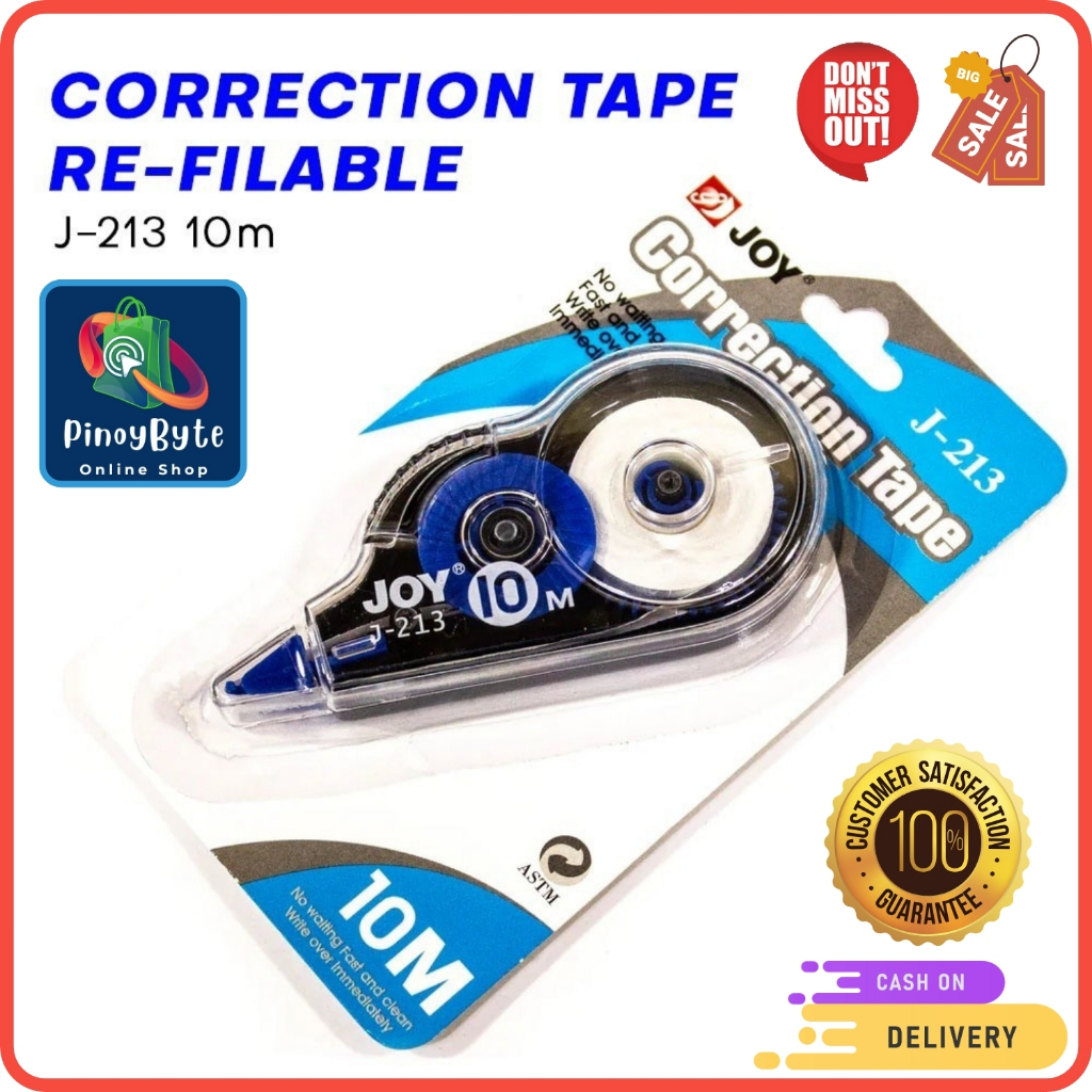 PinoyByte JOY Correction Tape 10m J213 High Quality Set Correction