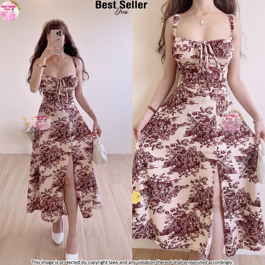 BSD BEST SELLER DRESS COURTNEY VINTAGE MAXI BUSTIER DRESS | Shopee ...