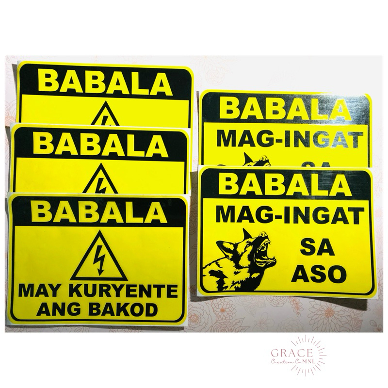 Warning Electric Fence Sign Babala magingat sa aso Sign | Shopee ...