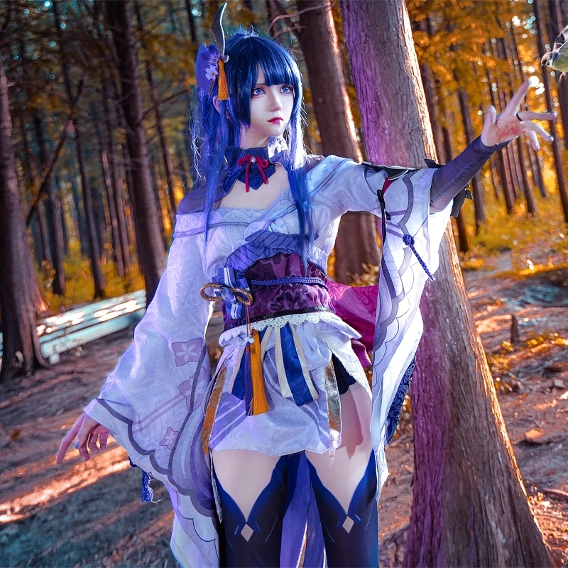 Game Genish impact Raiden Shogun Cosplay Costume Jacquard Fabric ...