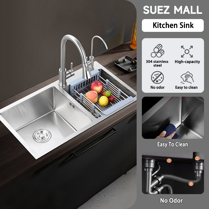 Suez Single Double Kitchen Sink 304 Stainless Lababo Sink Set With