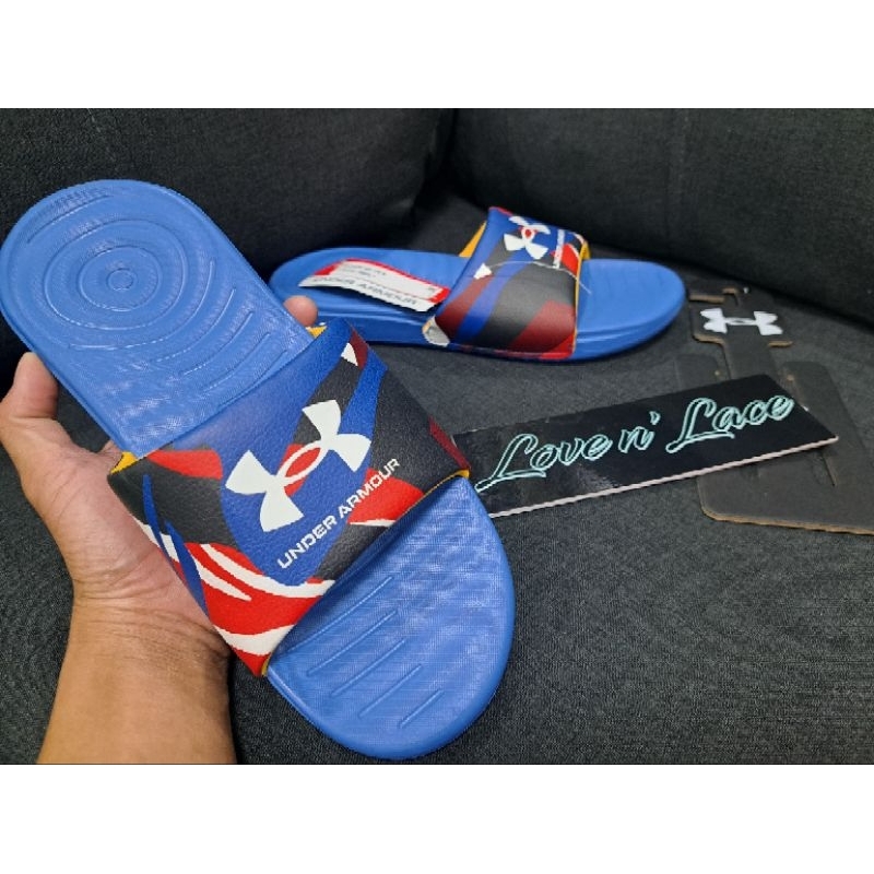 blue under armour slides