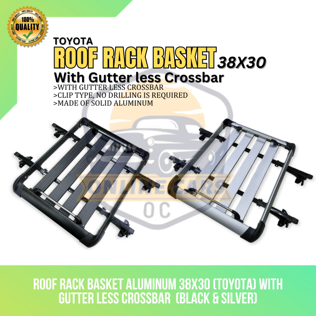 OC ROOF RACK BASKET ALUMINUM 38X30 (TOYOTA) WITH GUTTER LESS CROSSBAR ...