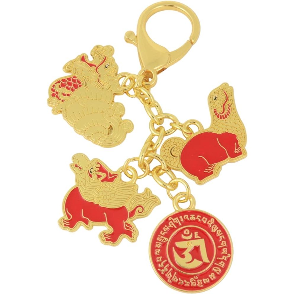 2024 Feng Shui Three 3 Harmony Animals with Mantra Amulet Keychain Wofs