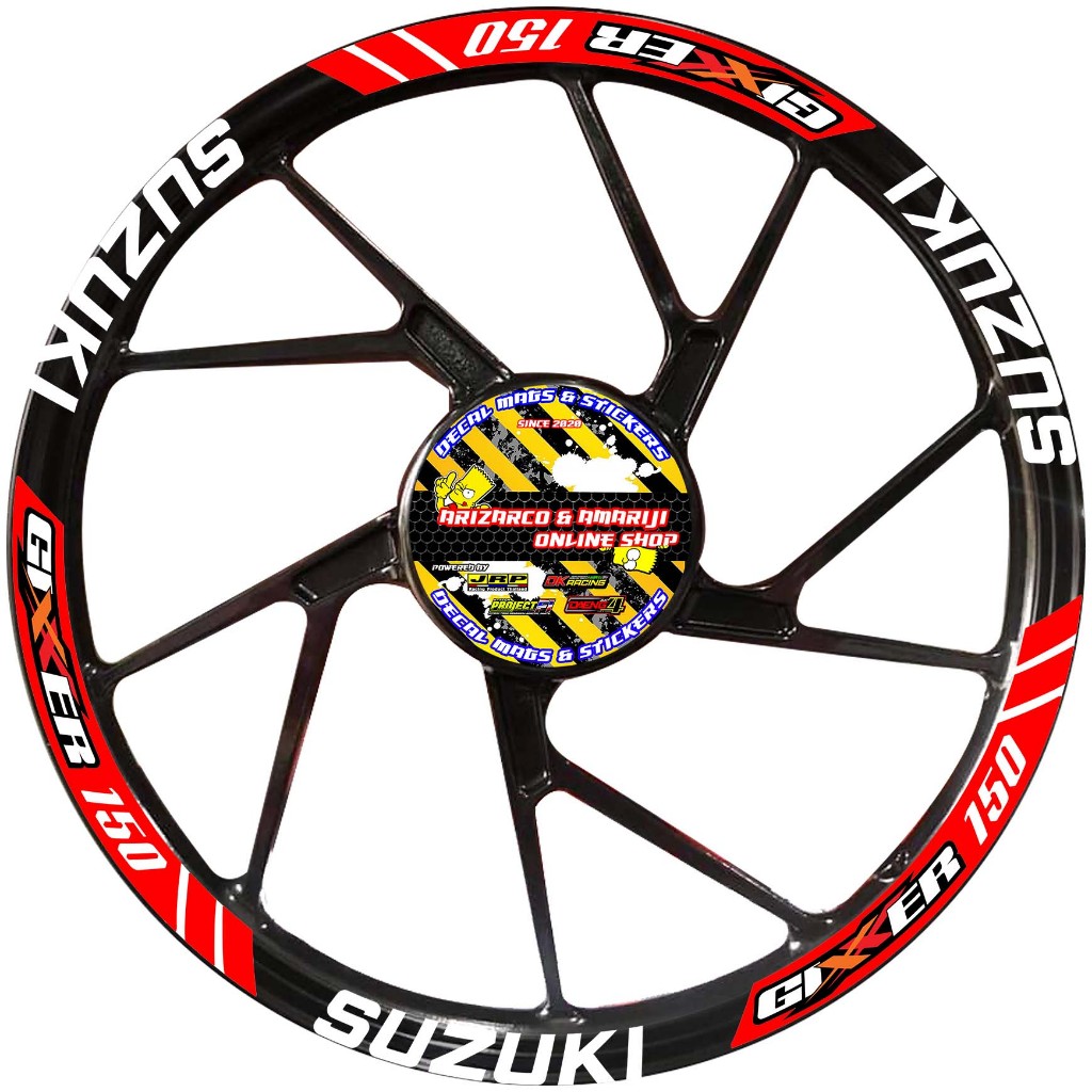 SUZUKI GIXXER 150 MAGS STICKER DECALS (SET FOR 2 WHEELS, FRONT AND REAR ...