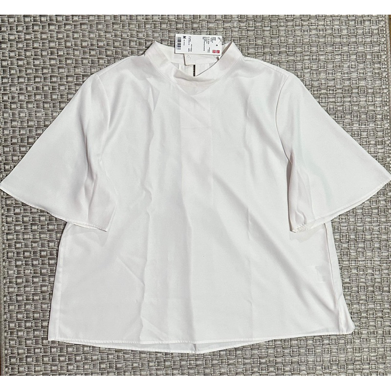 Brand New Auth H M Stand Up Collar Blouse Uniqlo Drape Flared Short Sleeves Blouse Shopee Philippines