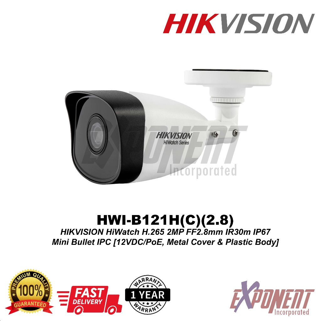 HWI-B121H(C)(2.8) - HIKVISION HiWatch H.265 2MP FF2.8mm IR30m IP67 Mini ...