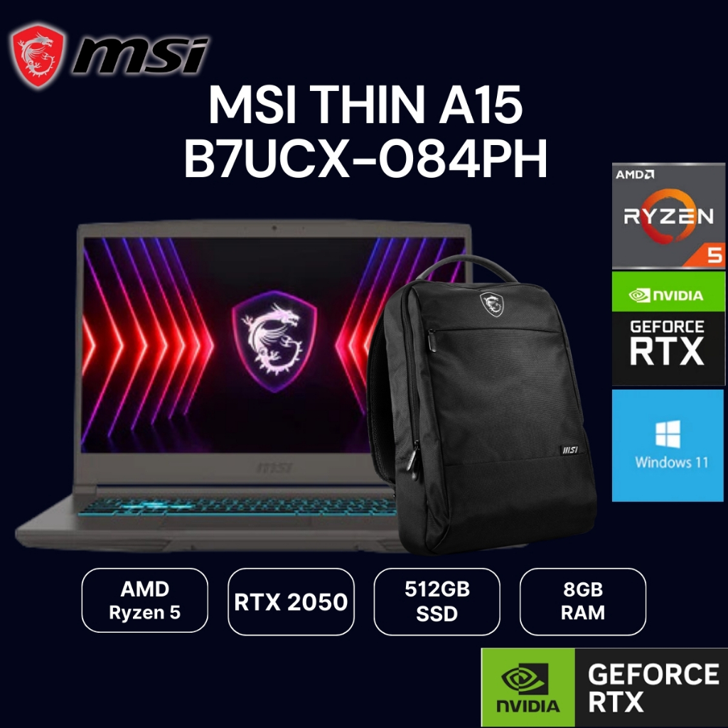 MSI THIN A15 B7UCX-084PH Ryzen 5 7535HS | RTX 2050, GDDR6 4GB | 15.6 ...