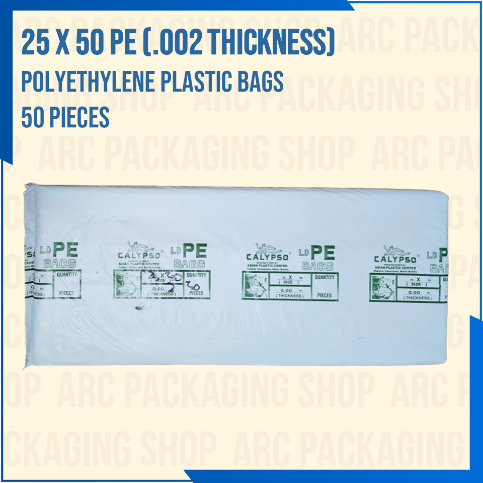 Calypso 25x50 Inches PE Polyethylene Plastic Bag (Thickness - .002) - 1 ...