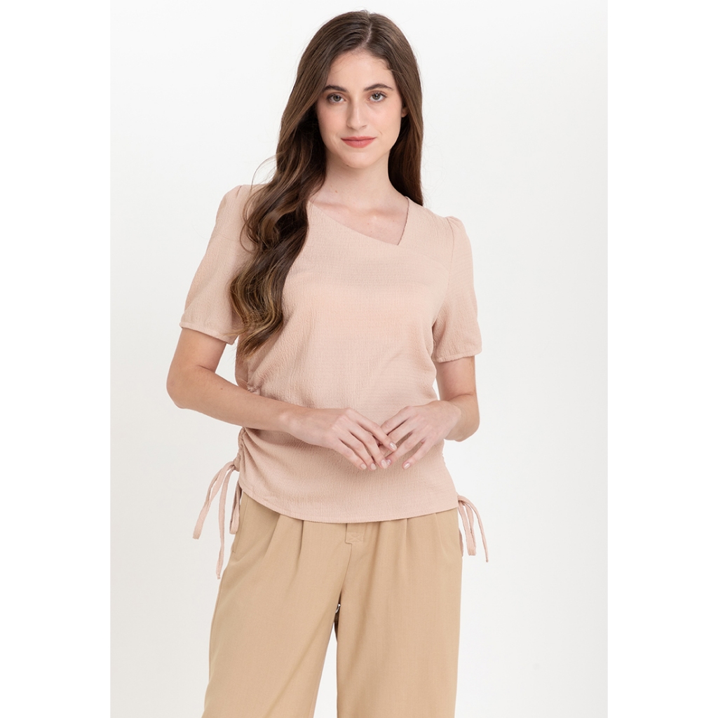 Krizia Crumpled Cotton Button Down Collared Blouse