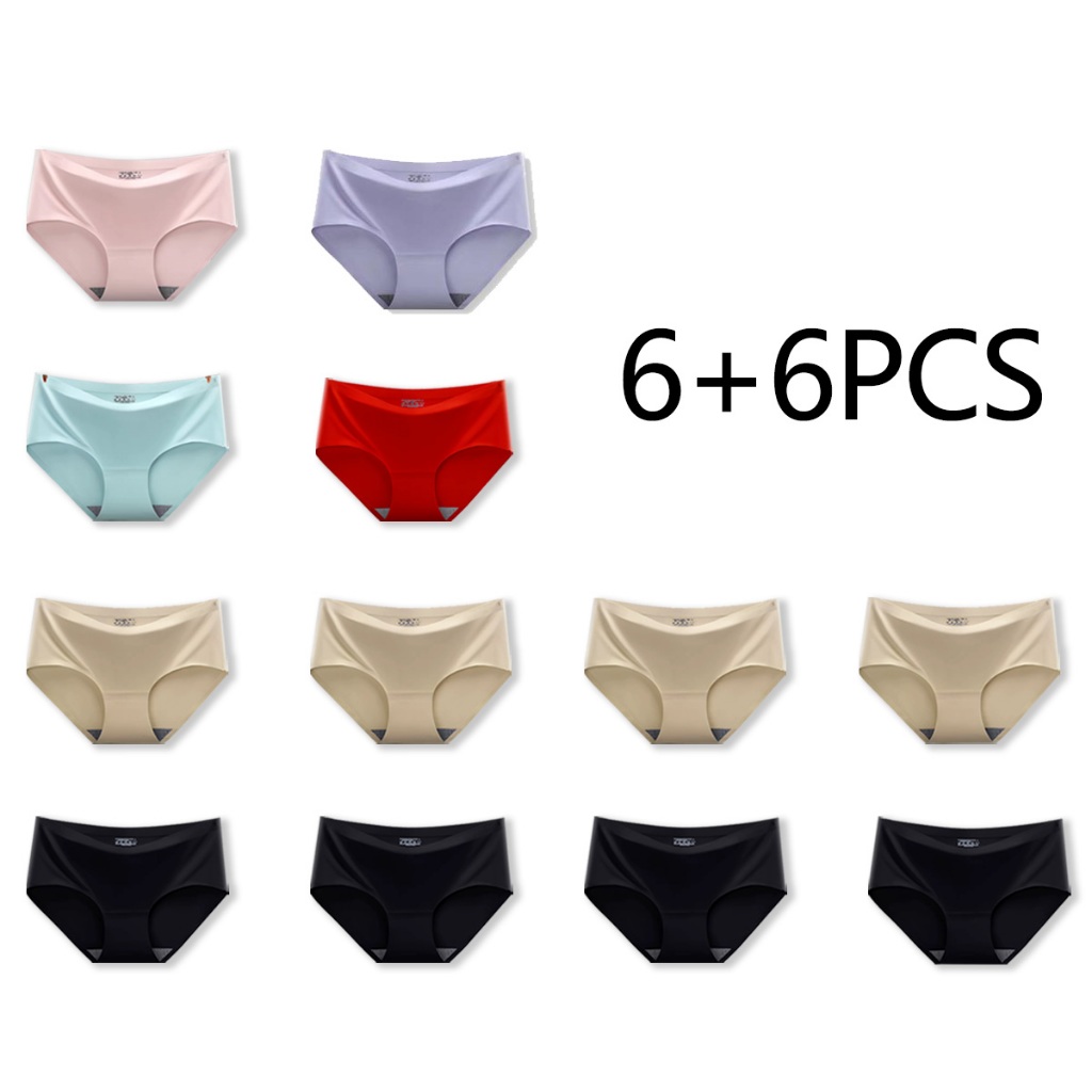 6 Pcs12 Pcs Ice Silk Seamless Panty Plus Size Panties M Xxl Seamless Panty For Women Underwear 5171