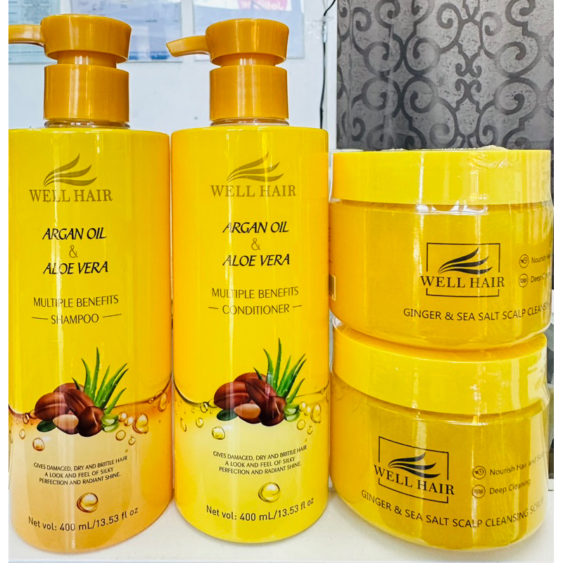 WELL HAIR Argan Oil & Aloe Vera Shampoo, Conditioner & Scalp Cleansing ... - Argan Oil And Aloe Vera Flea Shampoo For Ringworm