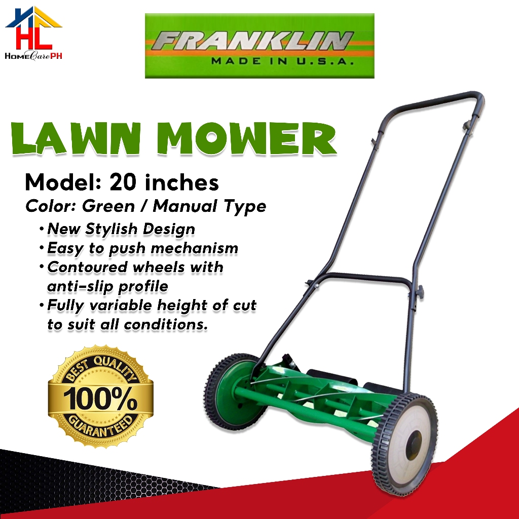 Franklin Manual Lawn Mower 20 inches Green with Free Multipurpose lubricant