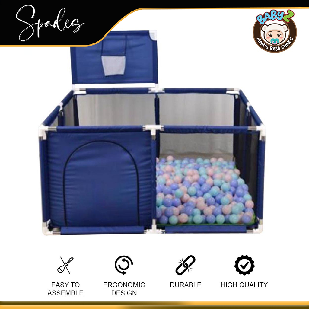 Baby-Z Rectangular Playpen with Soccer Net and Ring for Kids Indoor ...