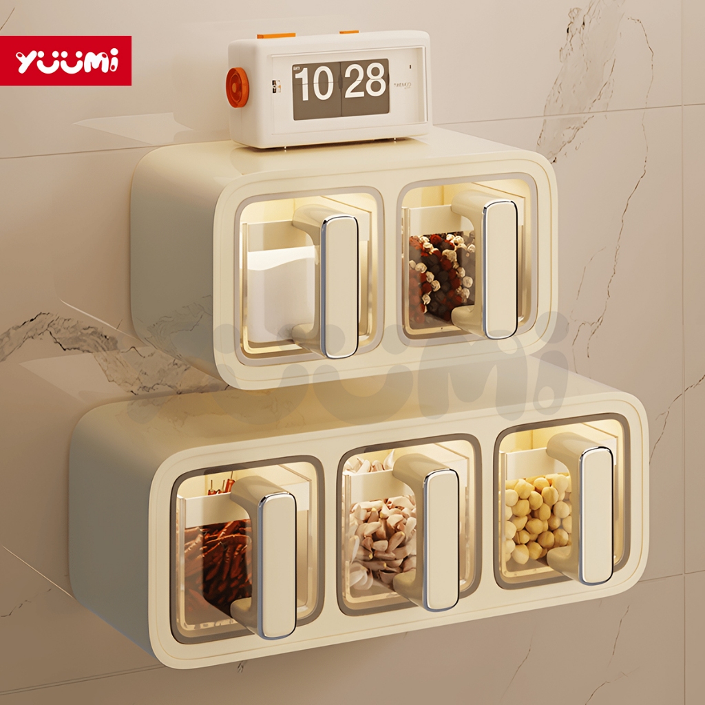 Yuumi punch-free wallmount sealed waterproof sugar condiments bottle ...