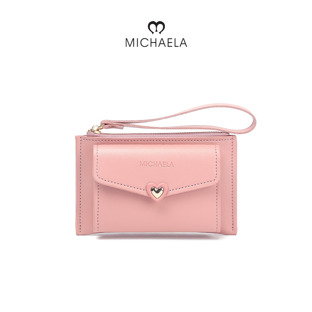 MICHAELA Heart Button Short Wallet with Zip Coin Purse 6 Card Holders Korean Card Wallet MLP55168 2Q Shopee Philippines