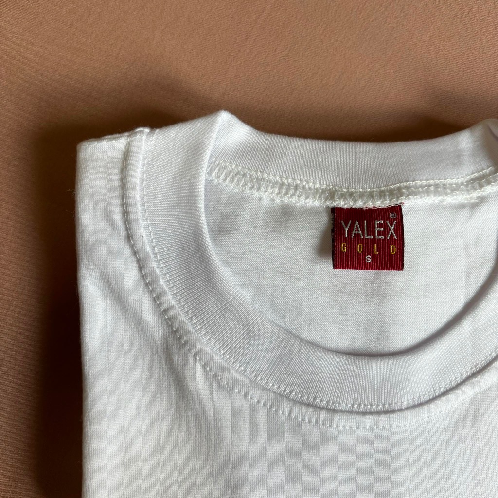 White Yalex Gold Red Label Plain Round neck shirt t-shirt cotton ...