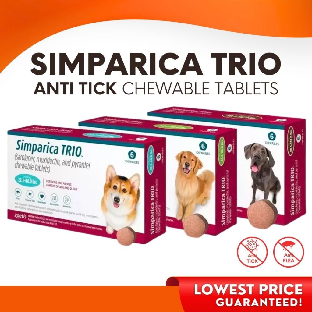 Simparica TRIO Chewable Tablet Anti Tick and Flea Heartworm and ...