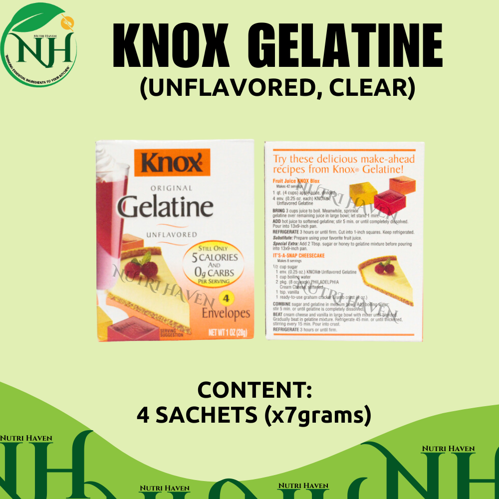 KNOX UNFLAVORED GELATINE / GELATIN 7g (clear, unflavored) | Shopee ...