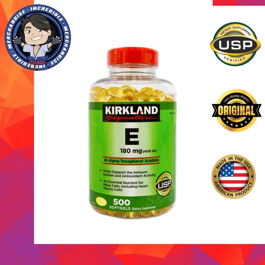 Kirkland Signature E 180mg (400 IU) DL-Alpha Tocopheryl Acetate 500 ...