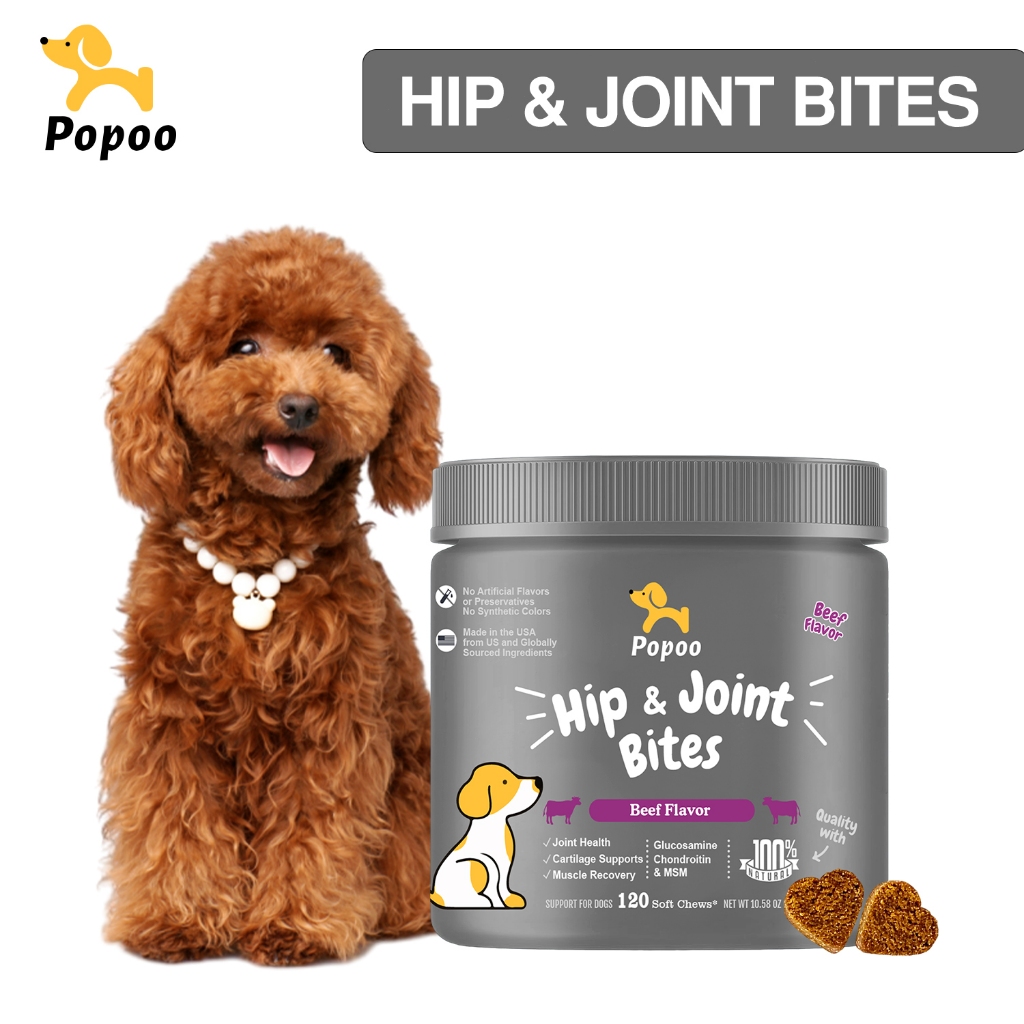 Popoo Hip Joint Bites [120 Chews] Keep Joint Health,Muscle Recovery ...