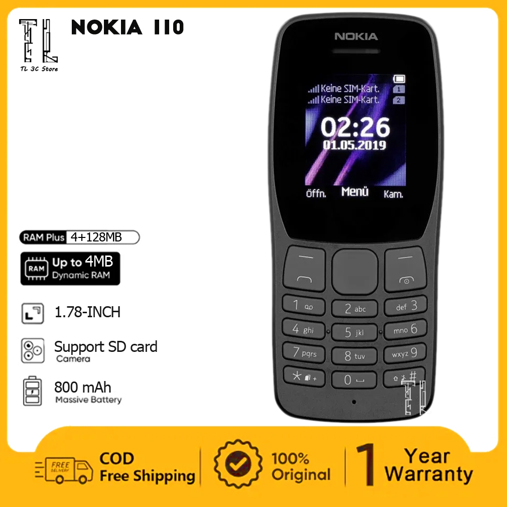 Legit Nokia 110 Original Phone Keypad Feature Phone support SD card Dual Sim  game FM radio mp3 | Shopee Philippines