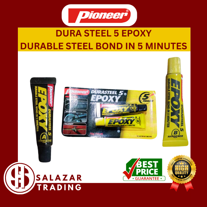 PIONEER DURASTEEL 5 EPOXY DURABLE STEEL BOND IN 5 MINUTES 15GRAMS(10ML ...