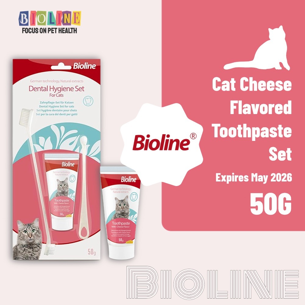 BIOLINE Toothpaste & Toothbrush with Cheese Flavor for Cats Dental
