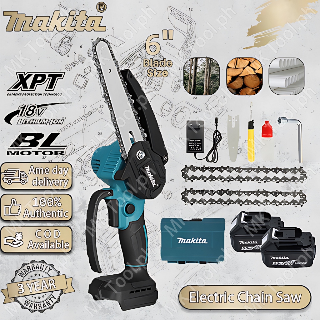 Makita 6 Inch Cordless Electric Chainsaw Portable Chainsaw Pruning Saw ...