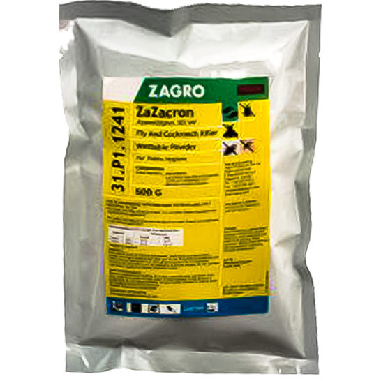 ZaZacron A wettable powder insecticide against Flies and Cockroach in