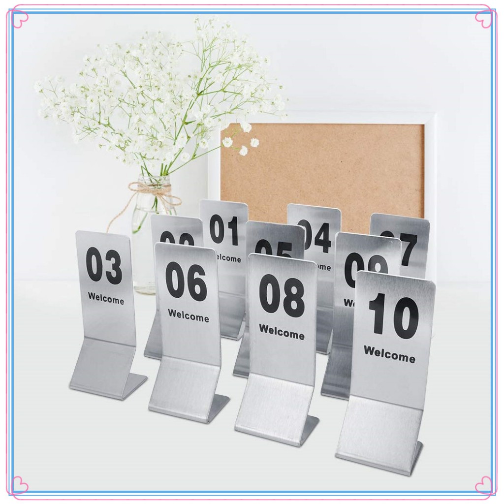 NIUBEE 12Pack 4 X 6 Clear Acrylic Wedding Table Number Holder Stands With Gold Borders, Double Sided Gold Picture Frames Sign Holder For Restaurant Table Menu Recipe Cards Photo Display